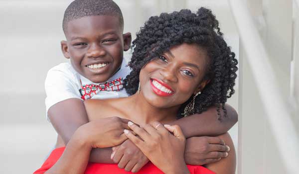 Mother and child happy